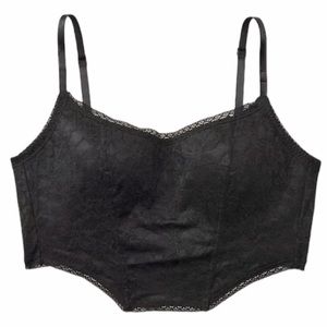 Victoria’s Secret PINK Black Lace Lightly Lined Corset Top, Large, New NWT